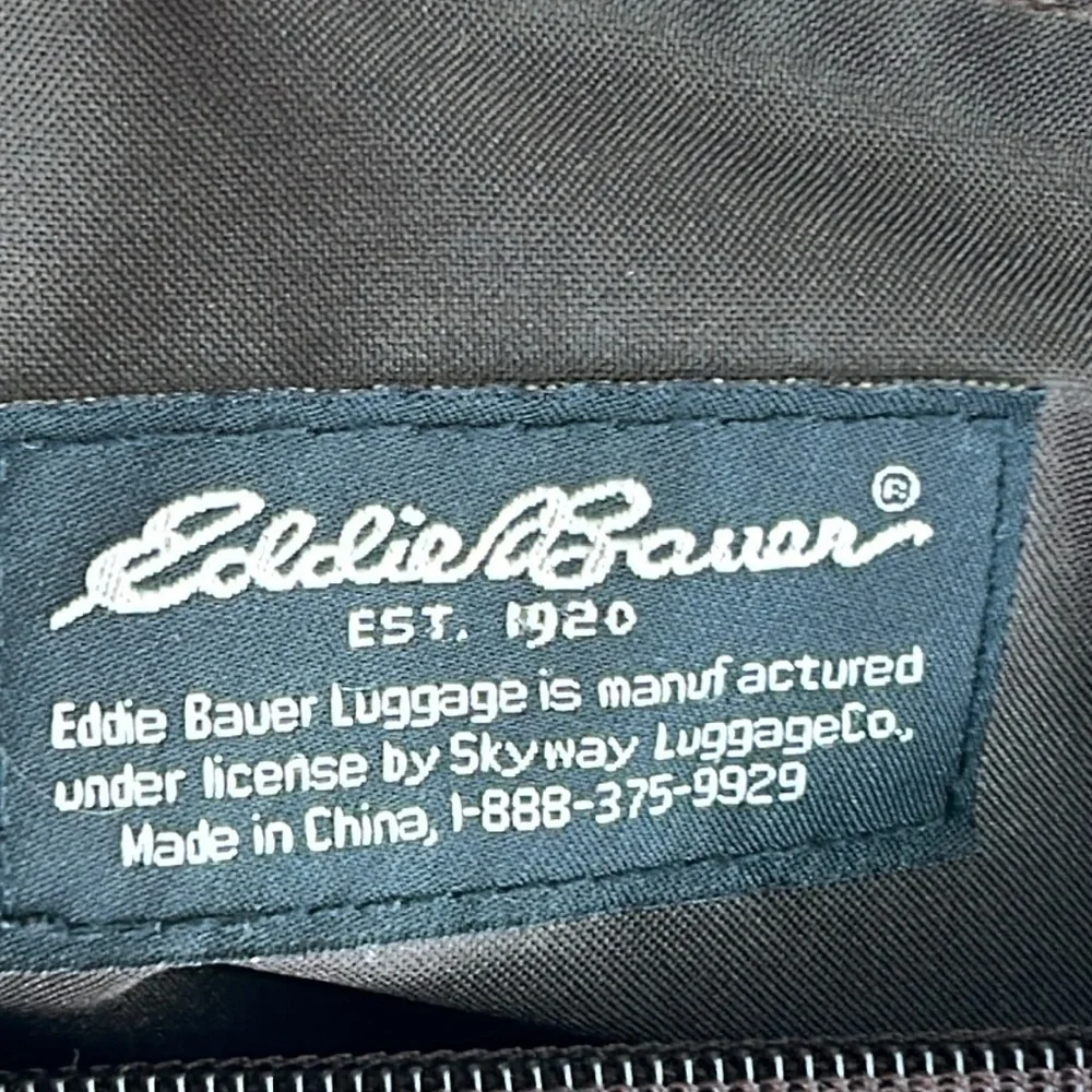 Eddie Bauer Classic Vintage Plaid Traveler Bag Luggage  Leather Trim & H…